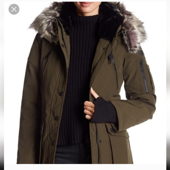 BGBG GENERATION Faux-Fur Trim Hooded Anorak Puffer Coat Size XS - Picture 1 of 8